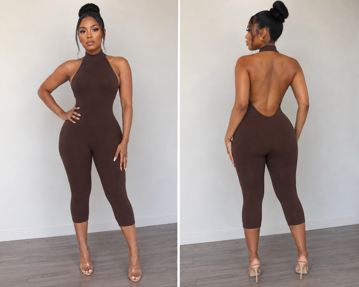 Leticia- Ribbed Capri Jumpsuit&nbsp;