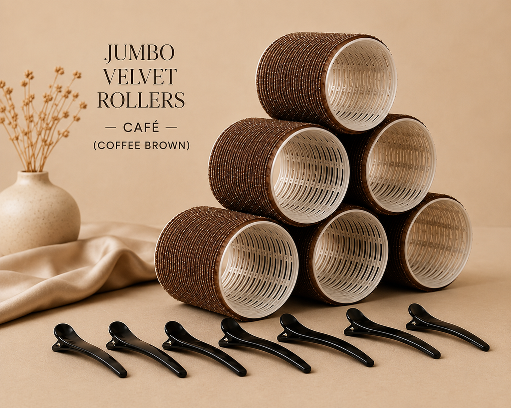 Jumbo Velvet Rollers- Café (Coffee Brown)